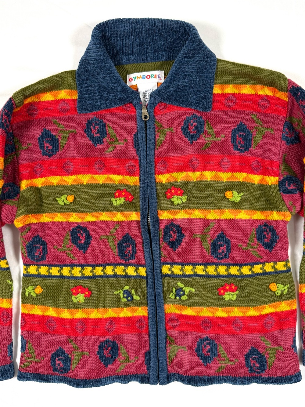 VINTAGE GYMBOREE Girls Fall Harvest Floral Zip Knit Cardigan 4–5y 1998 Collector